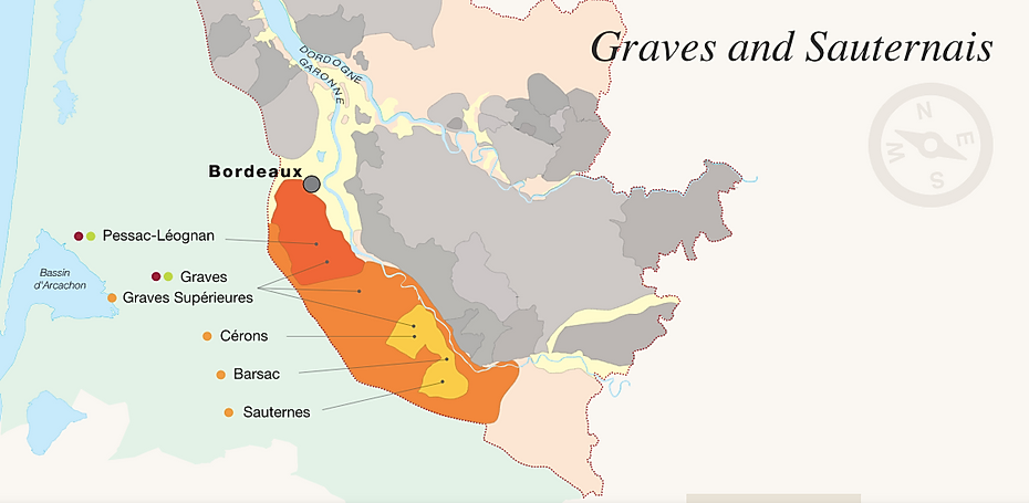Mapa de Graves y Sauternais