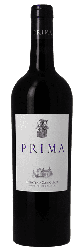 French red wine bottle named Prima from Chateau Carignan, Bordeaux