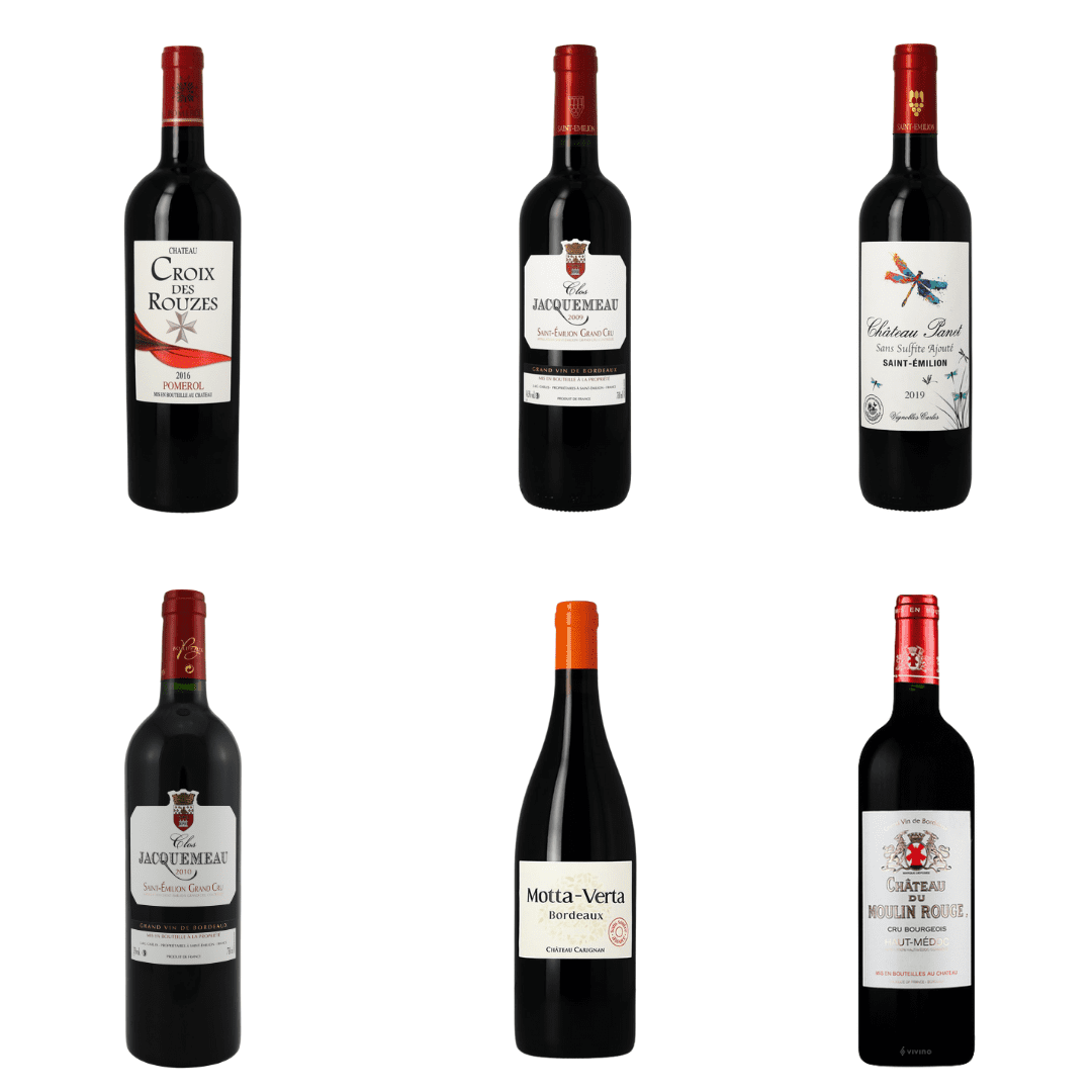 6 bottles of red wine from Bordeaux selected by Elodie